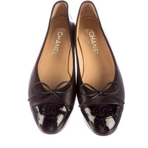 Chanel toe cap black shoes 37 (6)